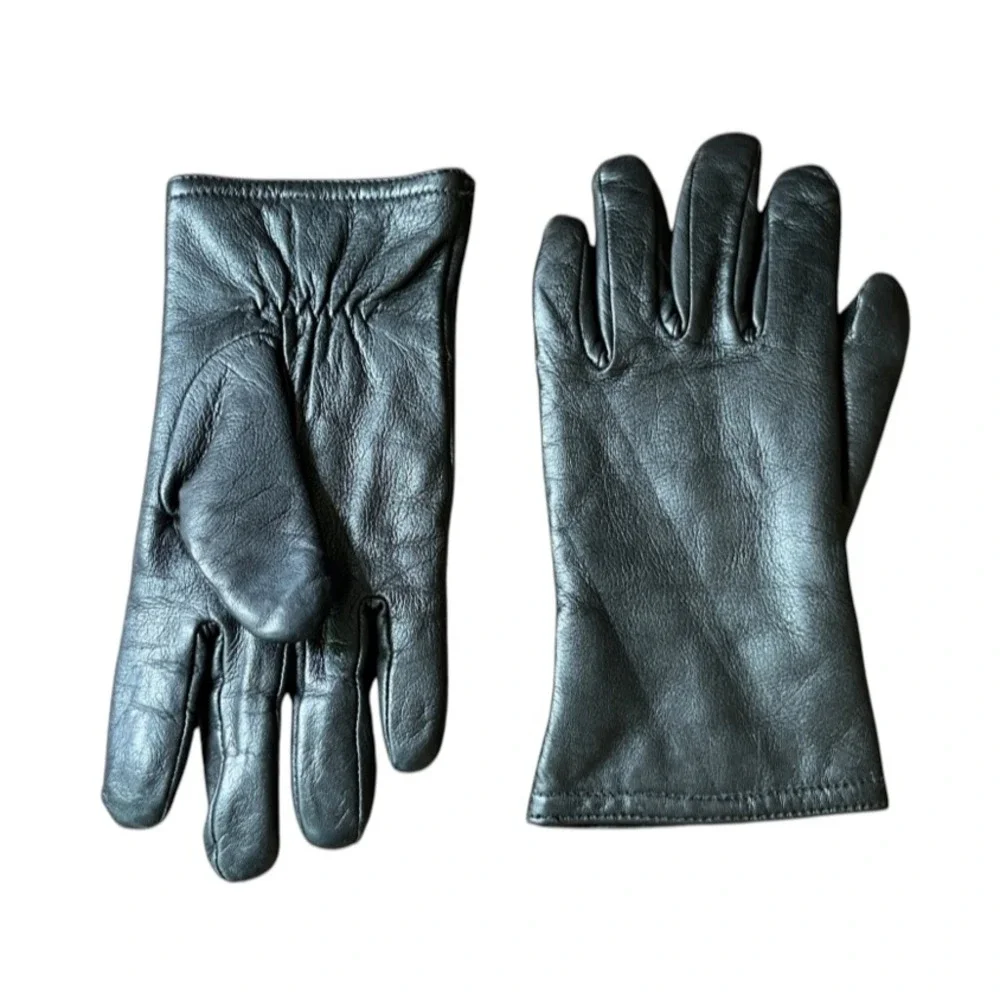 THINSULATE 40 GRAMS Black Leather Gloves SOFT FLEECE LINED Ladies Size S